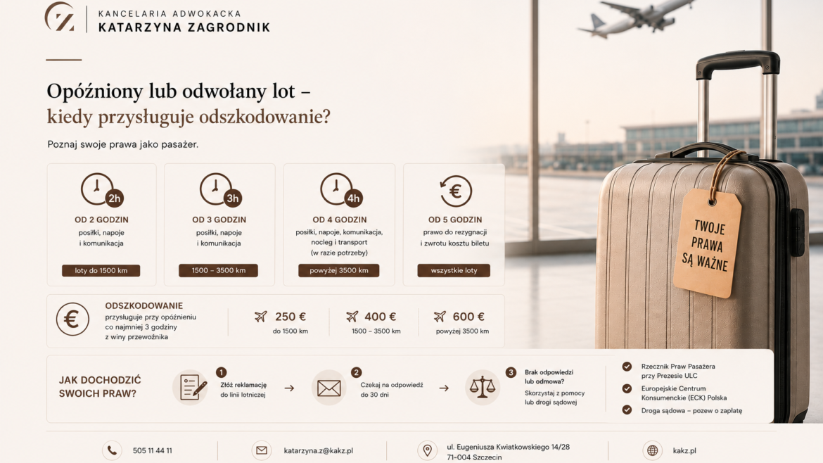 Opóźniony lub odwołany lot – kiedy przysługuje odszkodowanie?